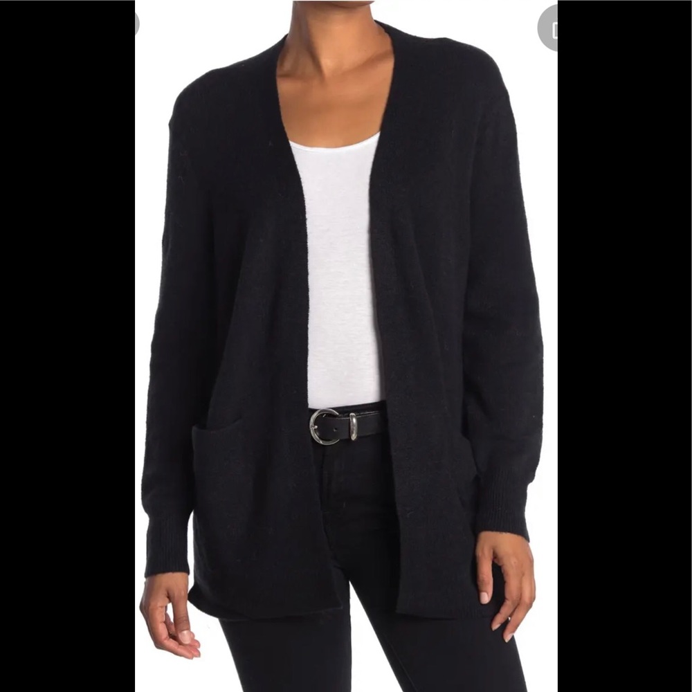 Madewell Black Open-Front Pocket Knit Cardigan